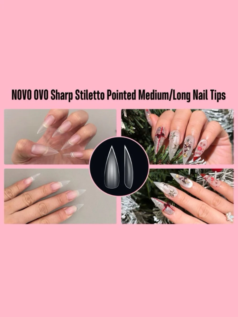 Sharp Stiletto Pointed Medium Long Press On Nails